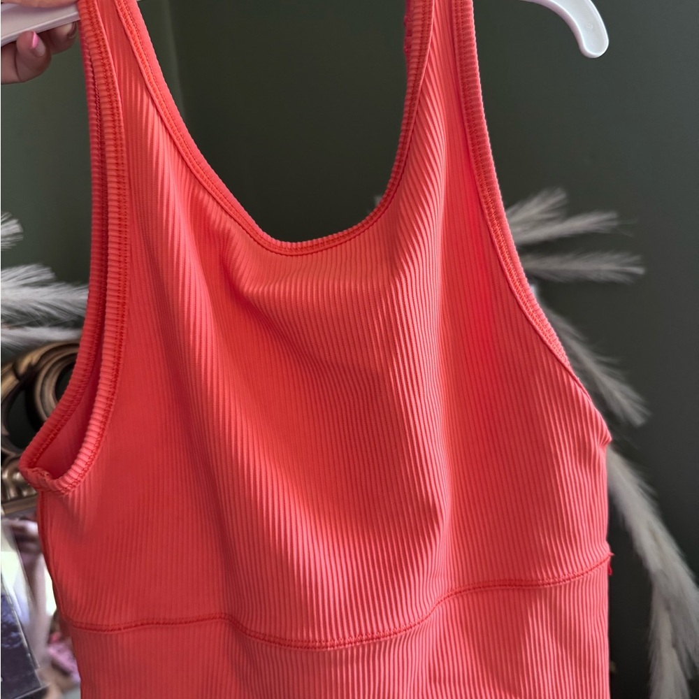 Lululemon Athletica Orange Ribbed Sleeveless Tank Top